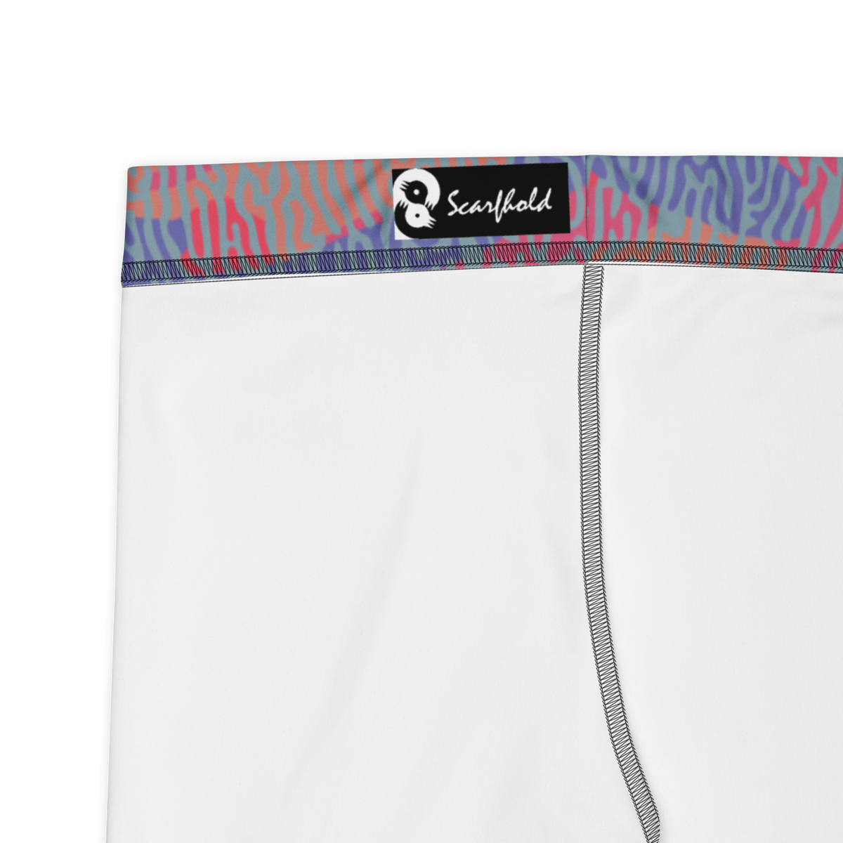 Gulf Turing Very Peri 4 camouflage mid-rise comfort leggings, fabric and construction details.
