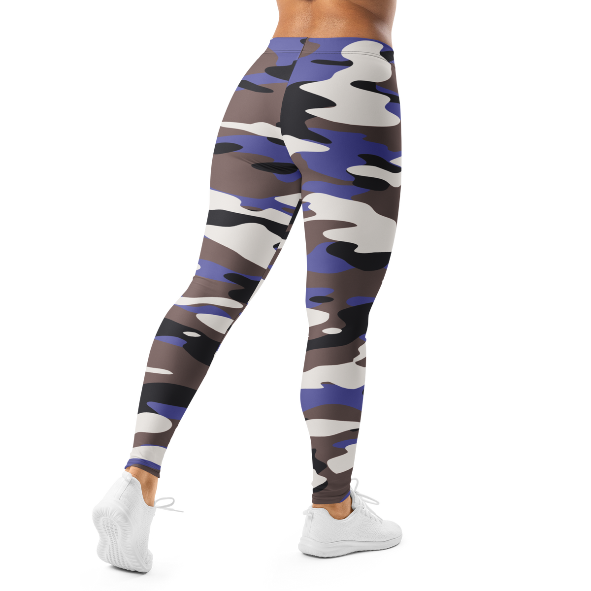 Gulf Very Peri 1 camouflage mid-rise comfort leggings, back view.
