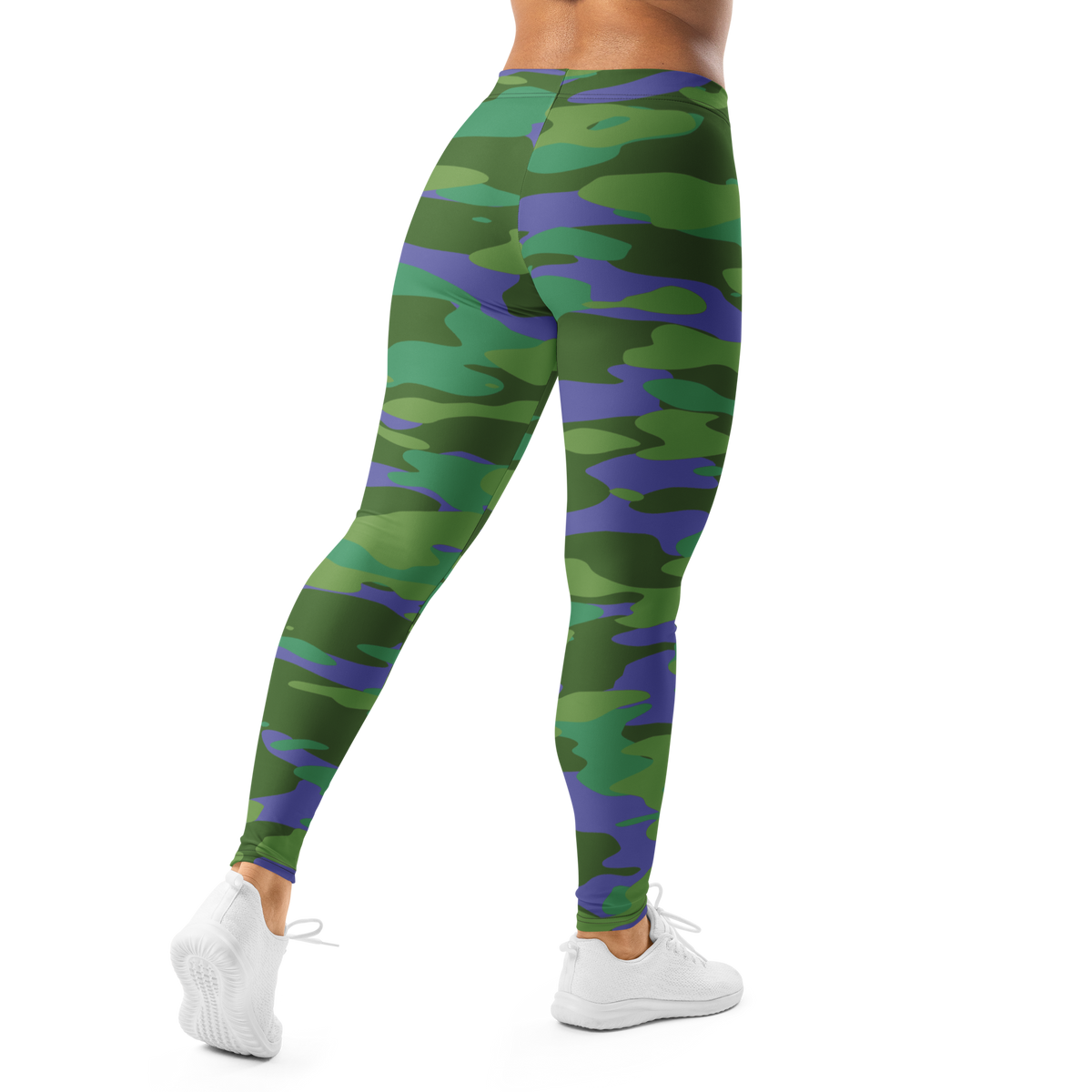 Gulf Very Peri 2 camouflage mid-rise comfort leggings, back view.