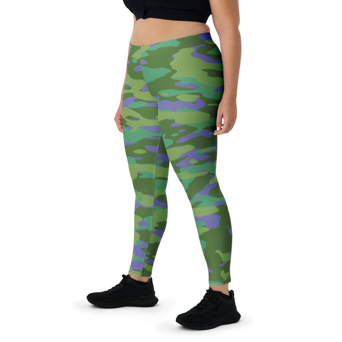 Gulf Very Peri 2 camouflage mid-rise comfort leggings, oversize-fit front view.