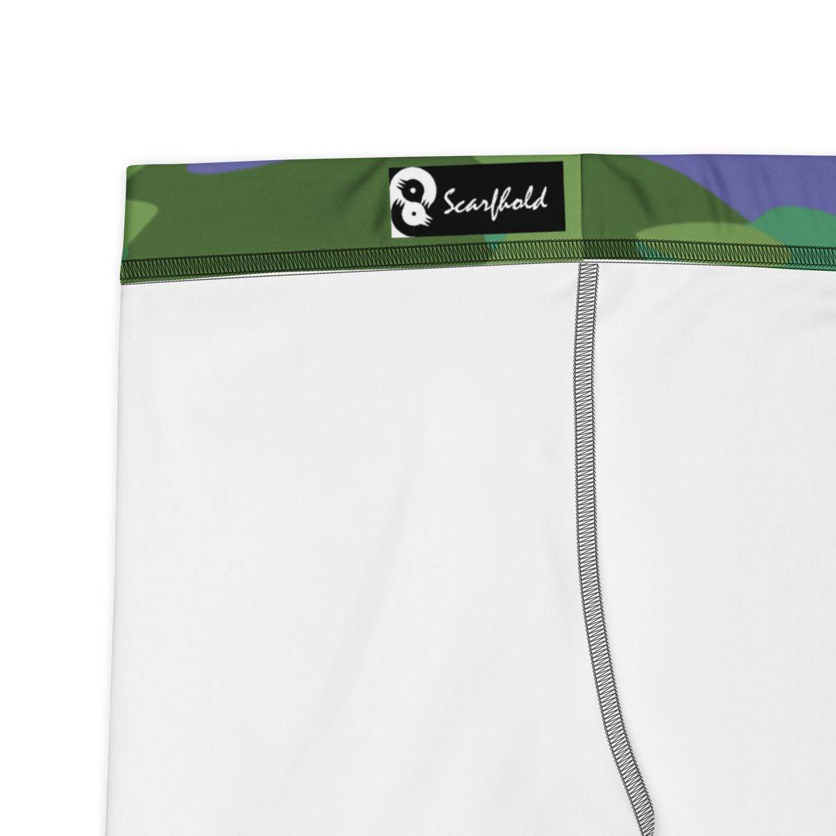 Gulf Very Peri 2 camouflage mid-rise comfort leggings, fabric and construction details.