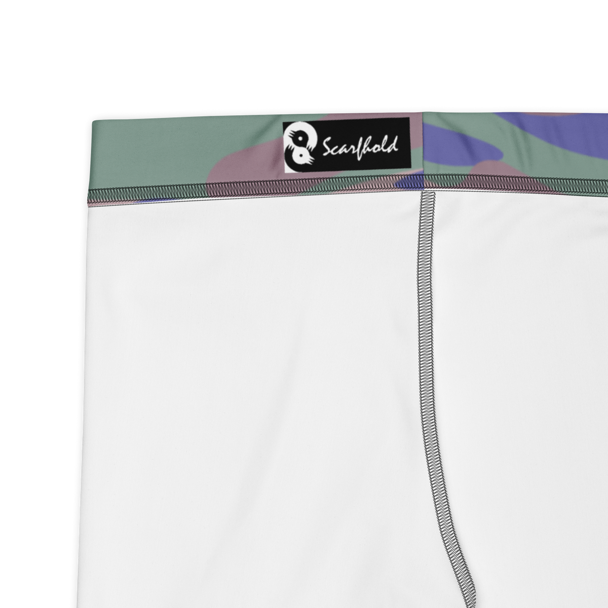 Gulf Very Peri 3 camouflage mid-rise comfort leggings, fabric and construction details.
