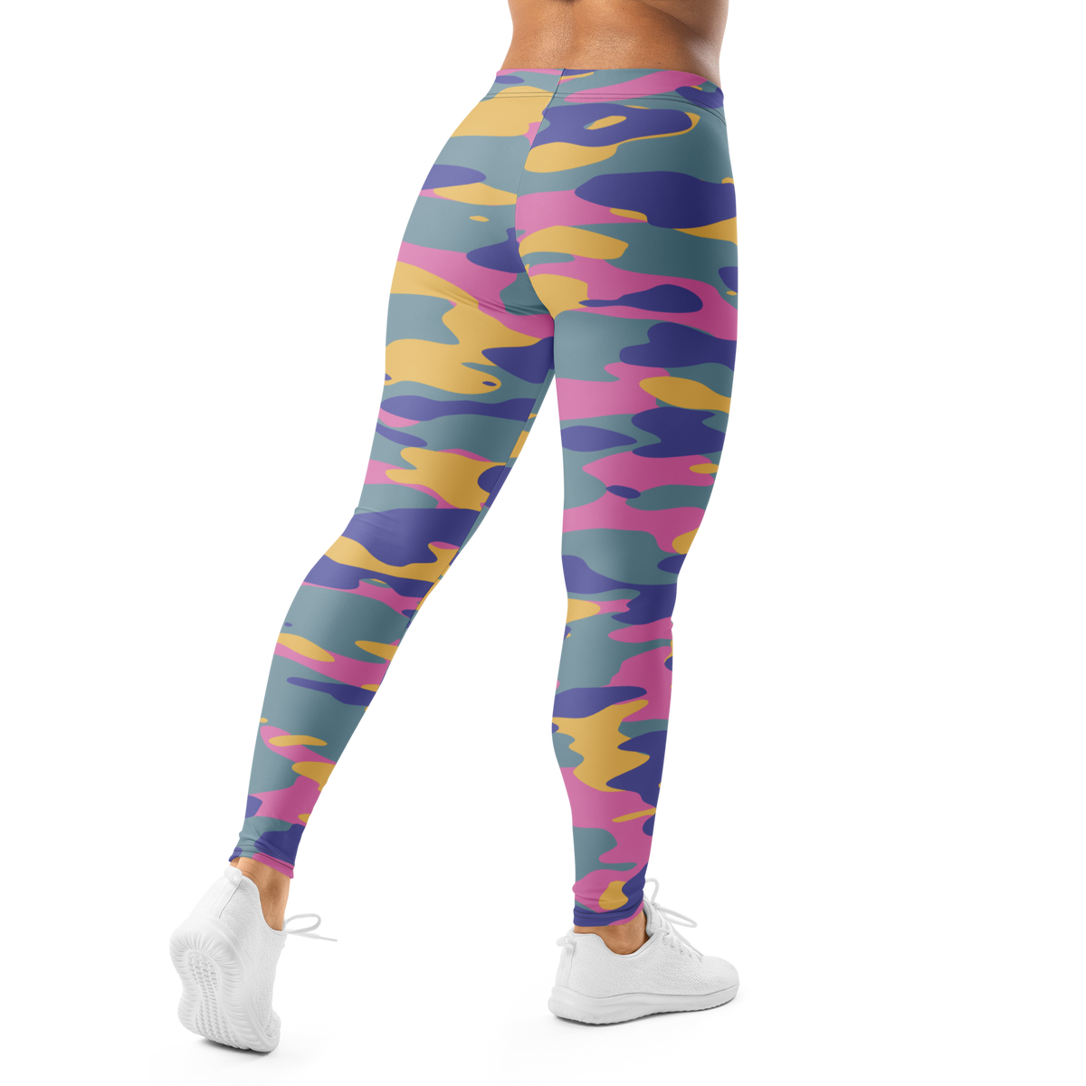 Gulf Very Peri 4 camouflage mid-rise comfort leggings, back view.