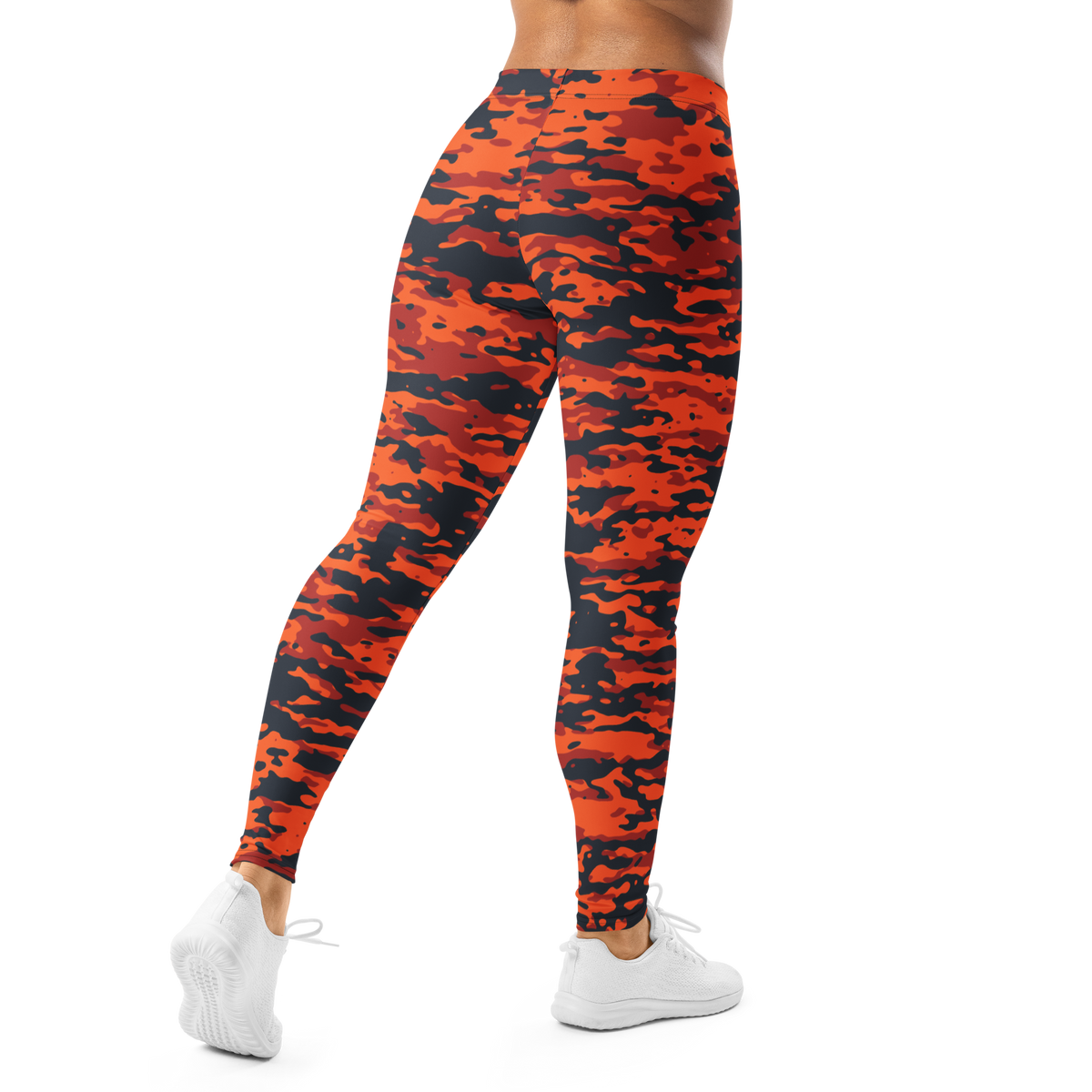 Inka Dragonfire camouflage mid-rise comfort leggings, back view.