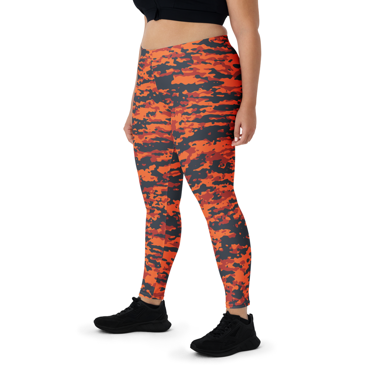 Inka Dragonfire camouflage mid-rise comfort leggings, oversize-fit front view.