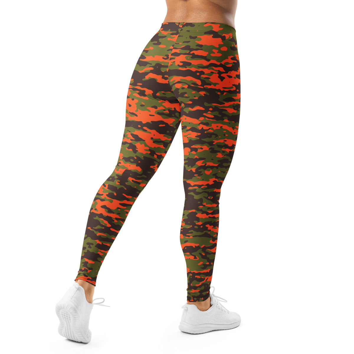Inka Fall camouflage mid-rise comfort leggings, back view.