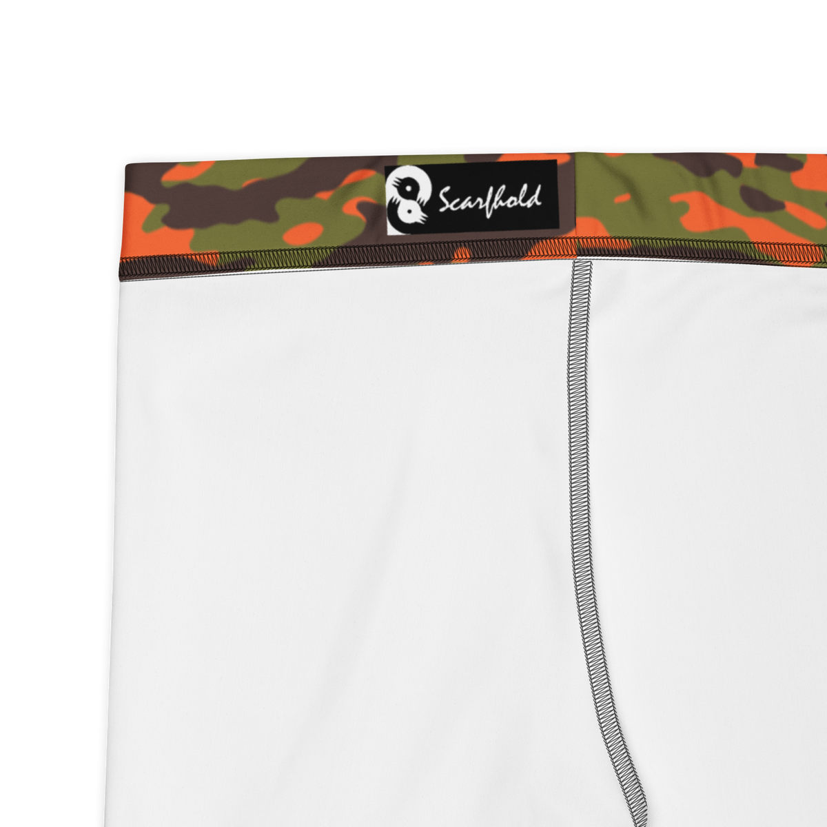 Inka Fall camouflage mid-rise comfort leggings, fabric and construction details.
