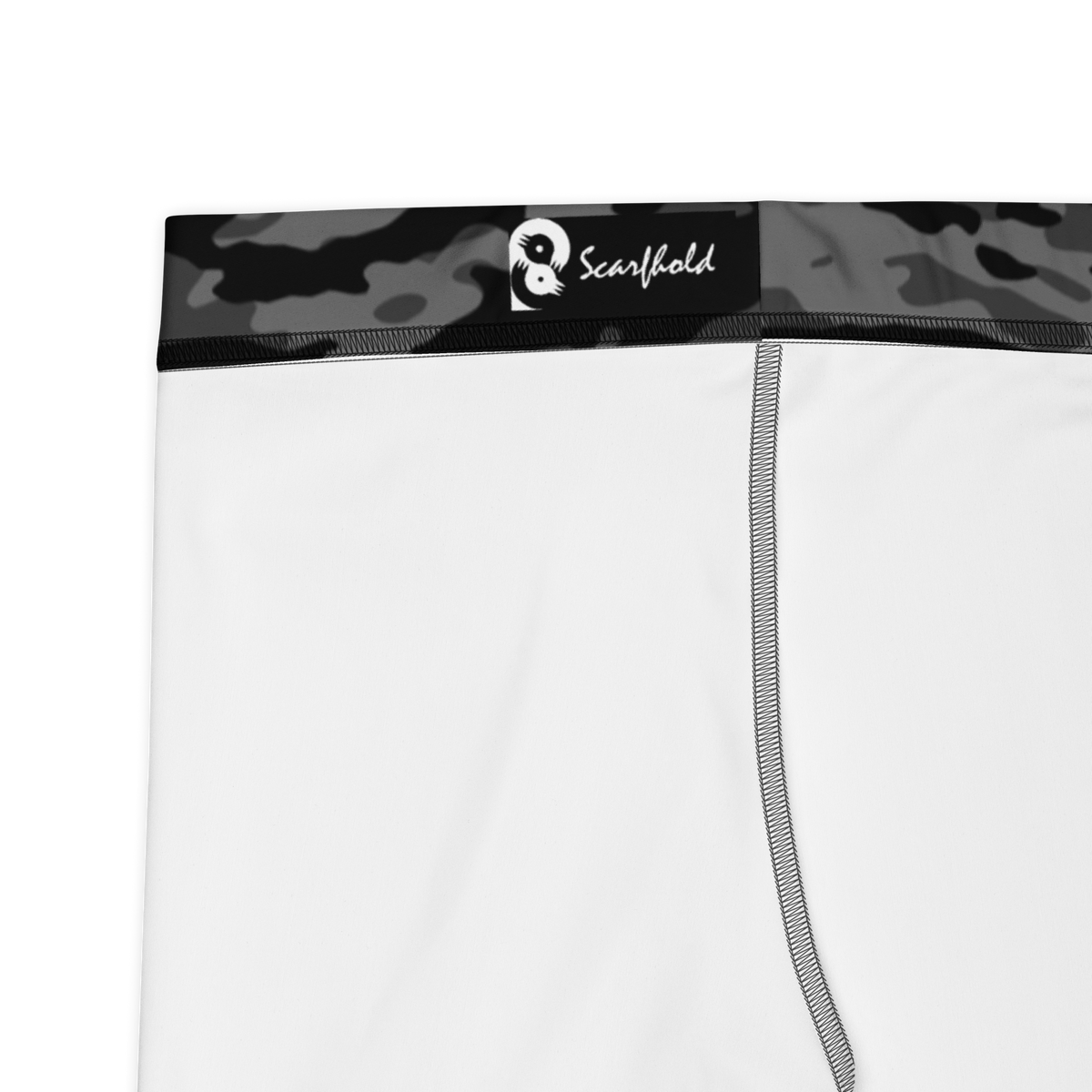 Inka Greyscale camouflage mid-rise comfort leggings, fabric and construction details.
