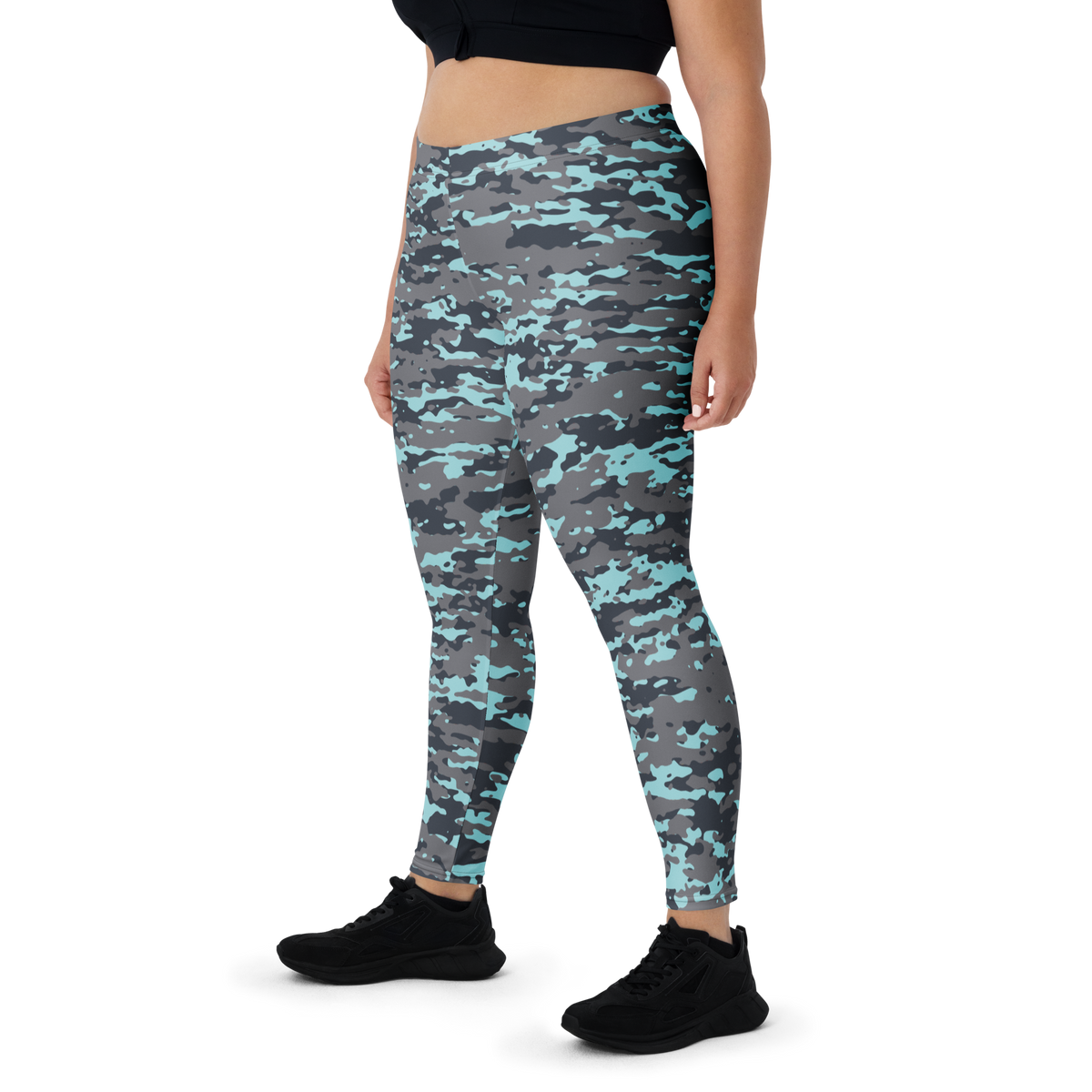 Inka Winter camouflage mid-rise comfort leggings, oversize-fit front view.