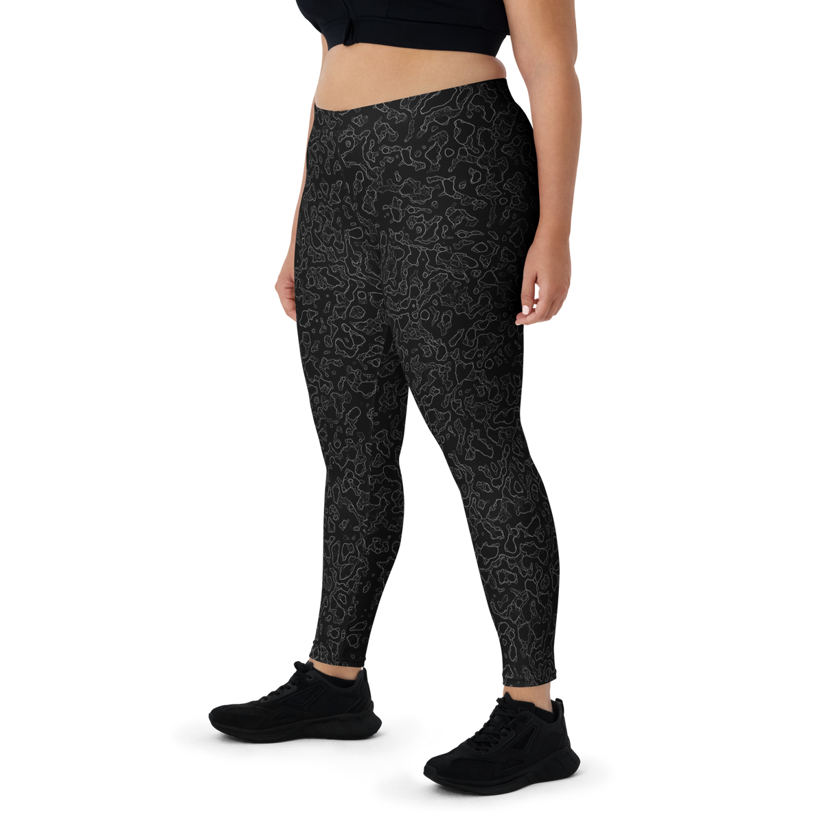 Lava Greyscale mid-rise comfort leggings, oversize-fit front view.