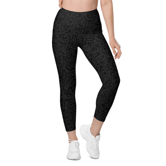 Lava · Greyscale high-waisted pocket leggings, front view.