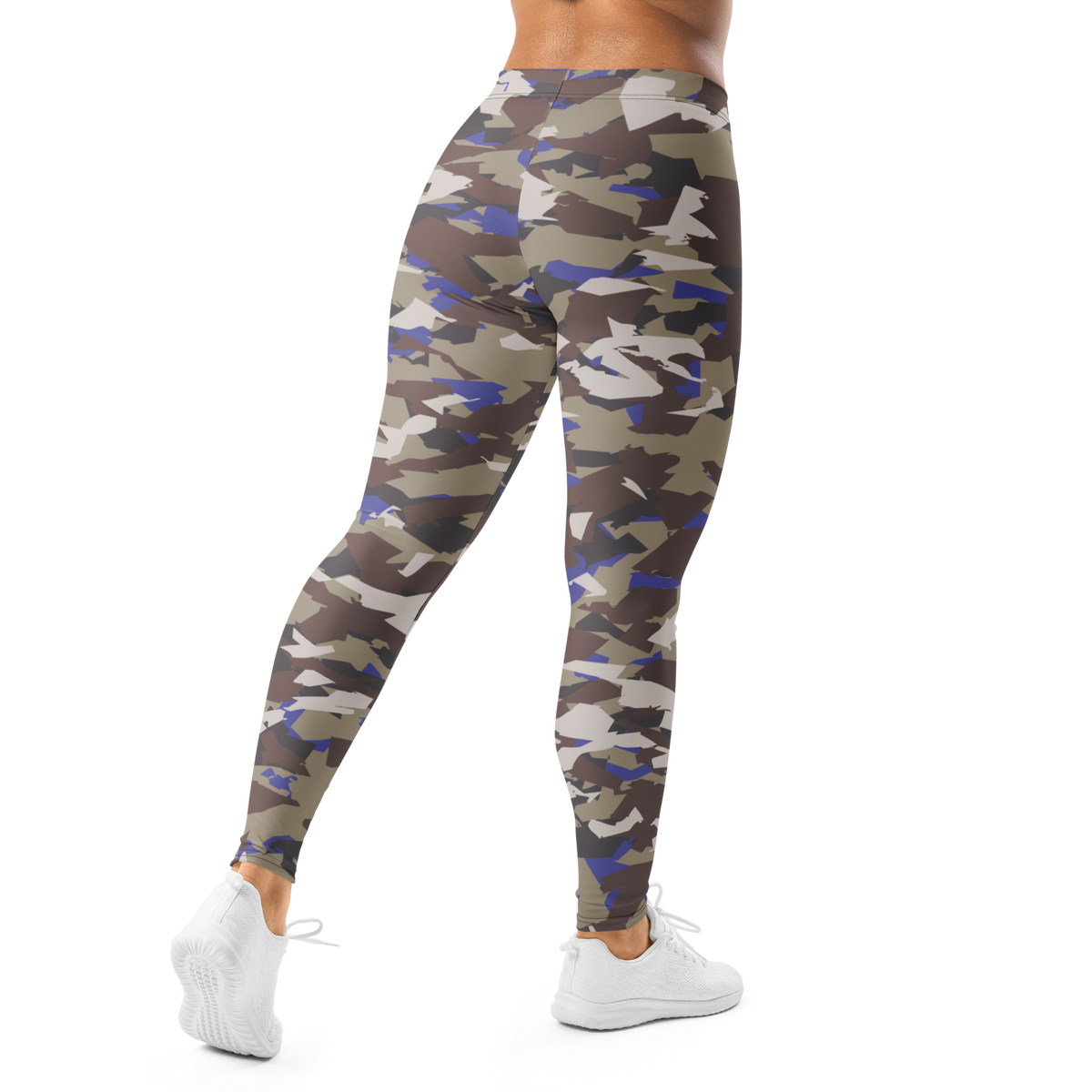 Mica Very Peri camouflage mid-rise comfort leggings, back view.