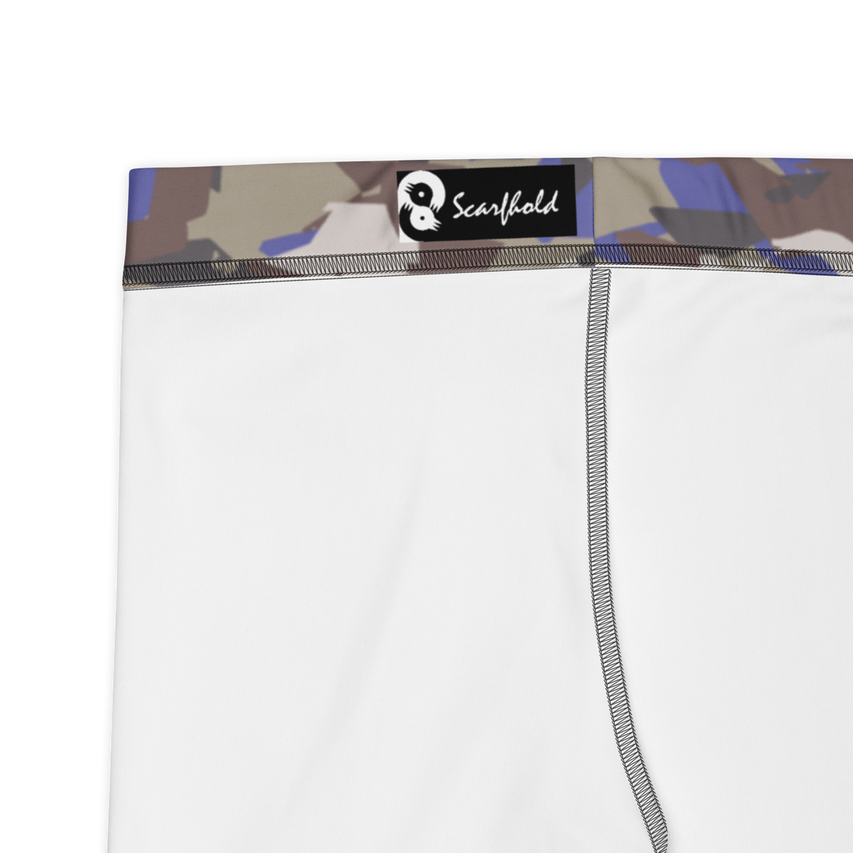 Mica Very Peri camouflage mid-rise comfort leggings, fabric and construction details.