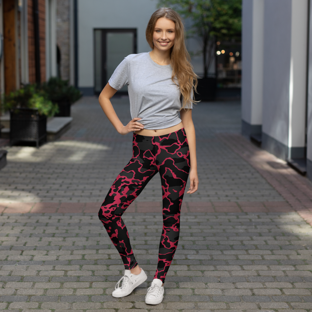 Ridga Viva Magenta mid-rise comfort leggings, lifestyle front view.