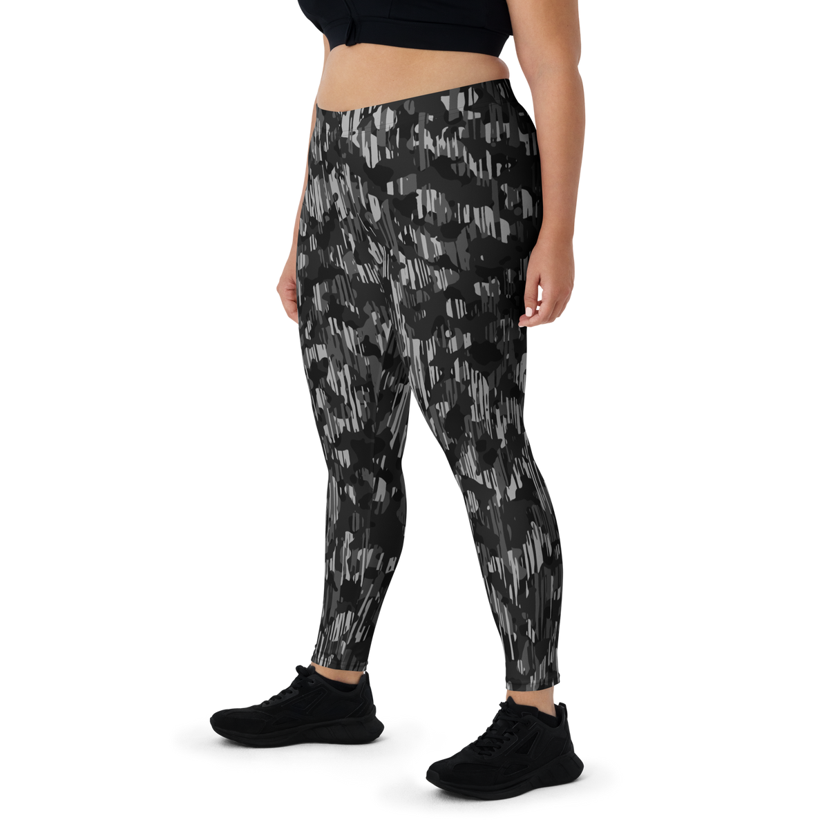 Savannah Black mid-rise comfort leggings, oversize-fit front view.