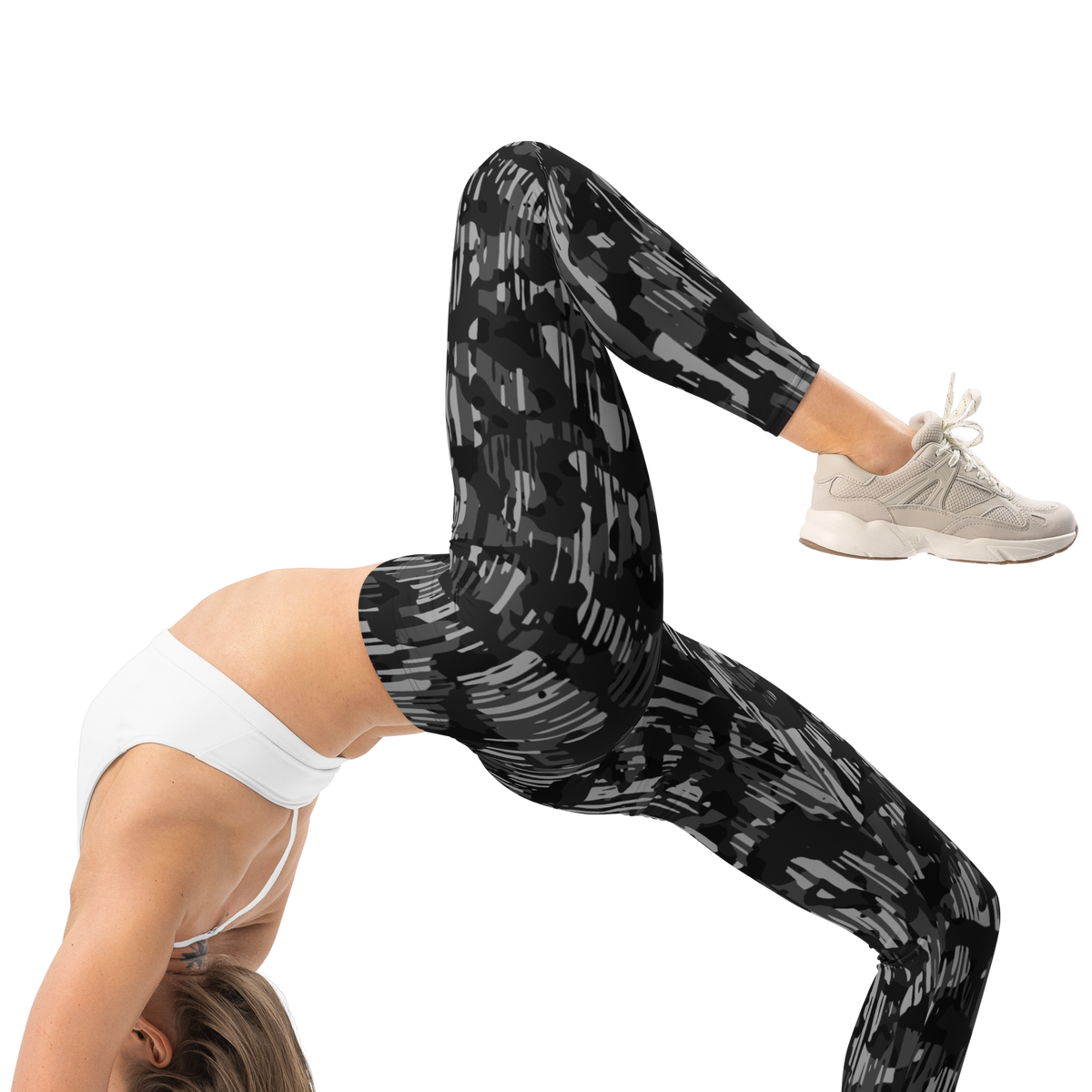 Savannah Black mid-rise comfort leggings, right-side view.