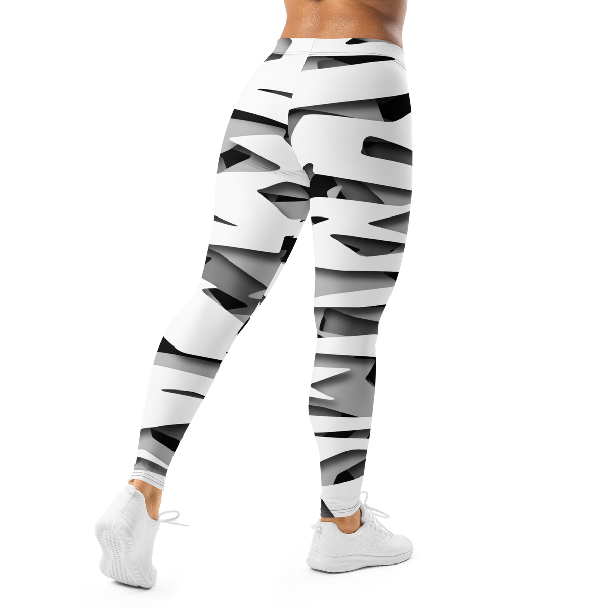 Specto Greyscale mid-rise comfort leggings, back view.