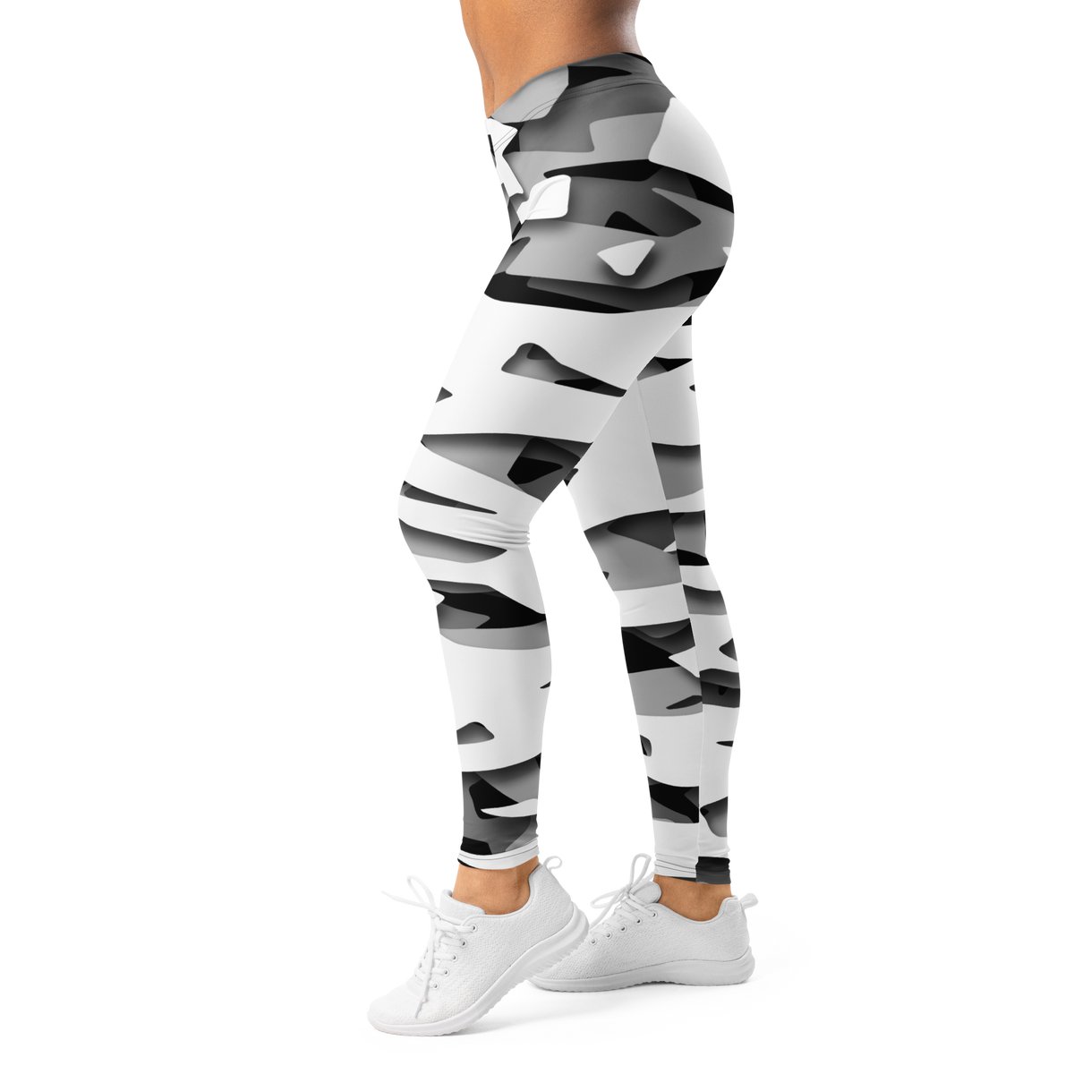 Specto Greyscale mid-rise comfort leggings, left-side view.