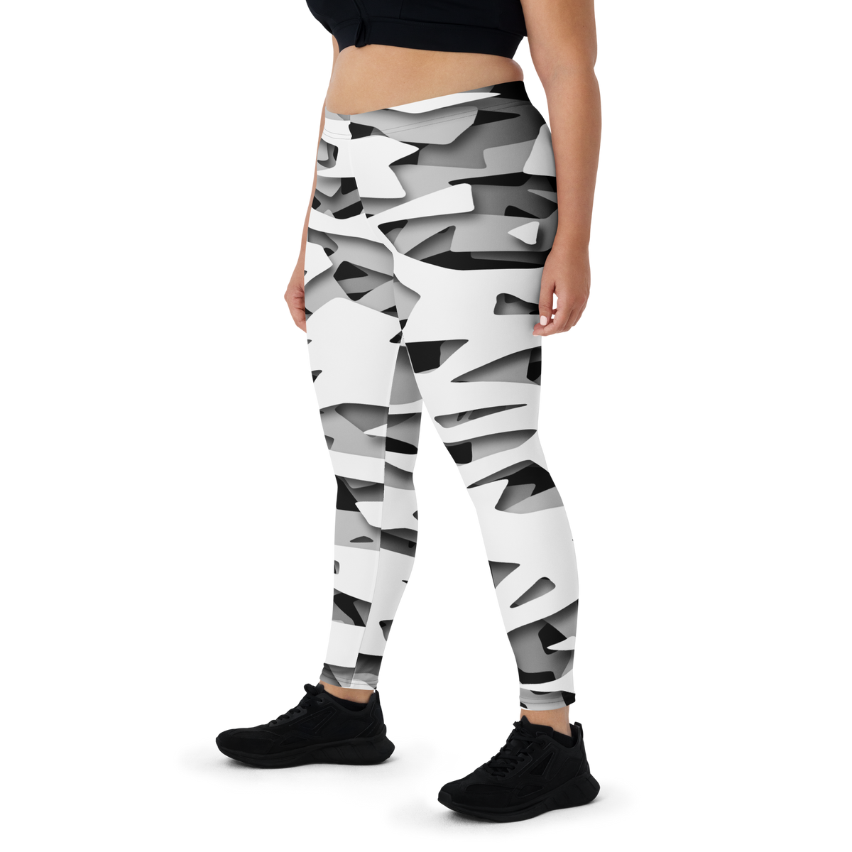 Specto Greyscale mid-rise comfort leggings, oversize-fit front view.