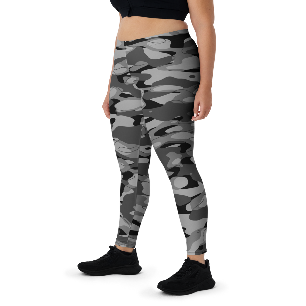 Tideway Greyscale mid-rise comfort leggings, oversize-fit front view.