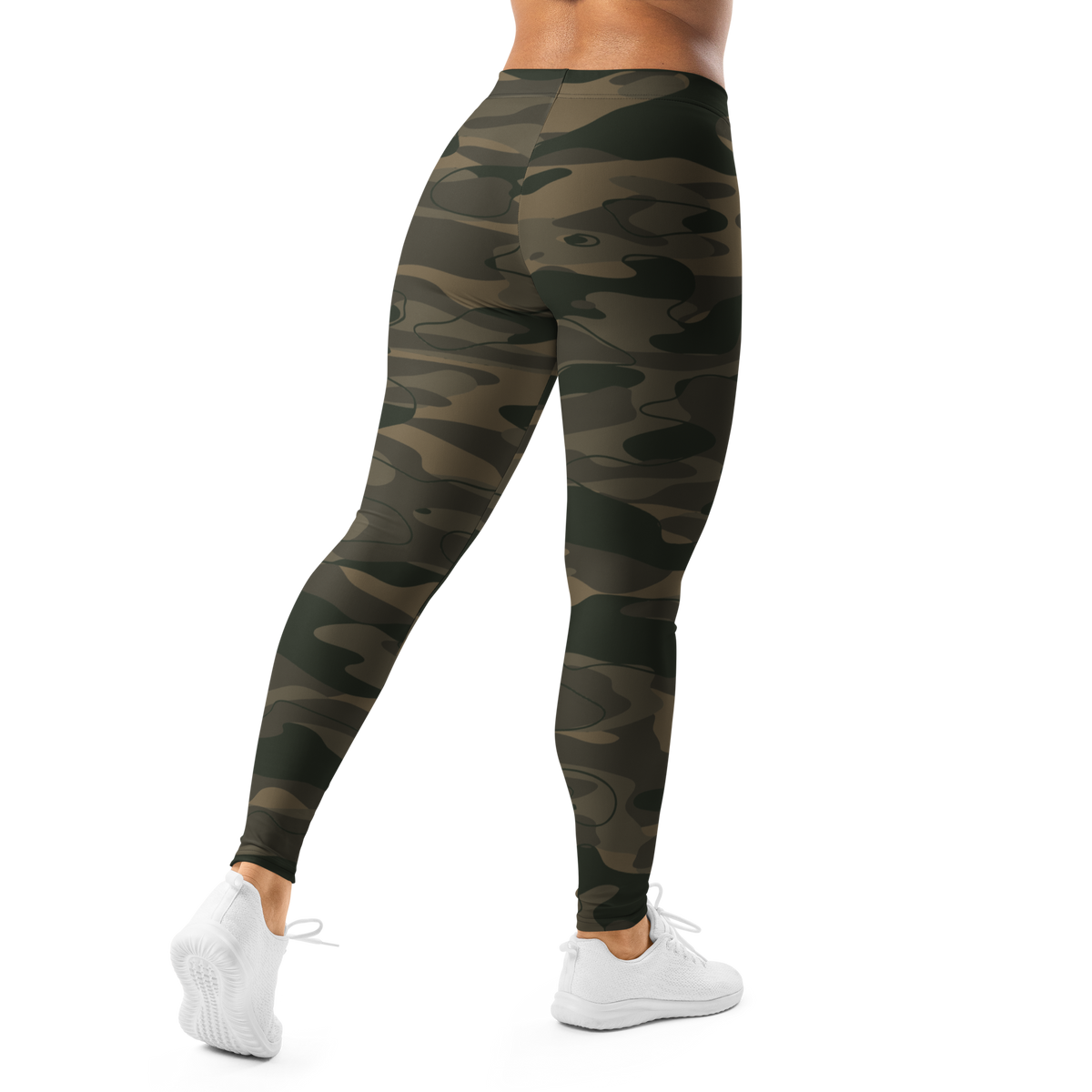 Tideway Woodland mid-rise comfort leggings, back view.