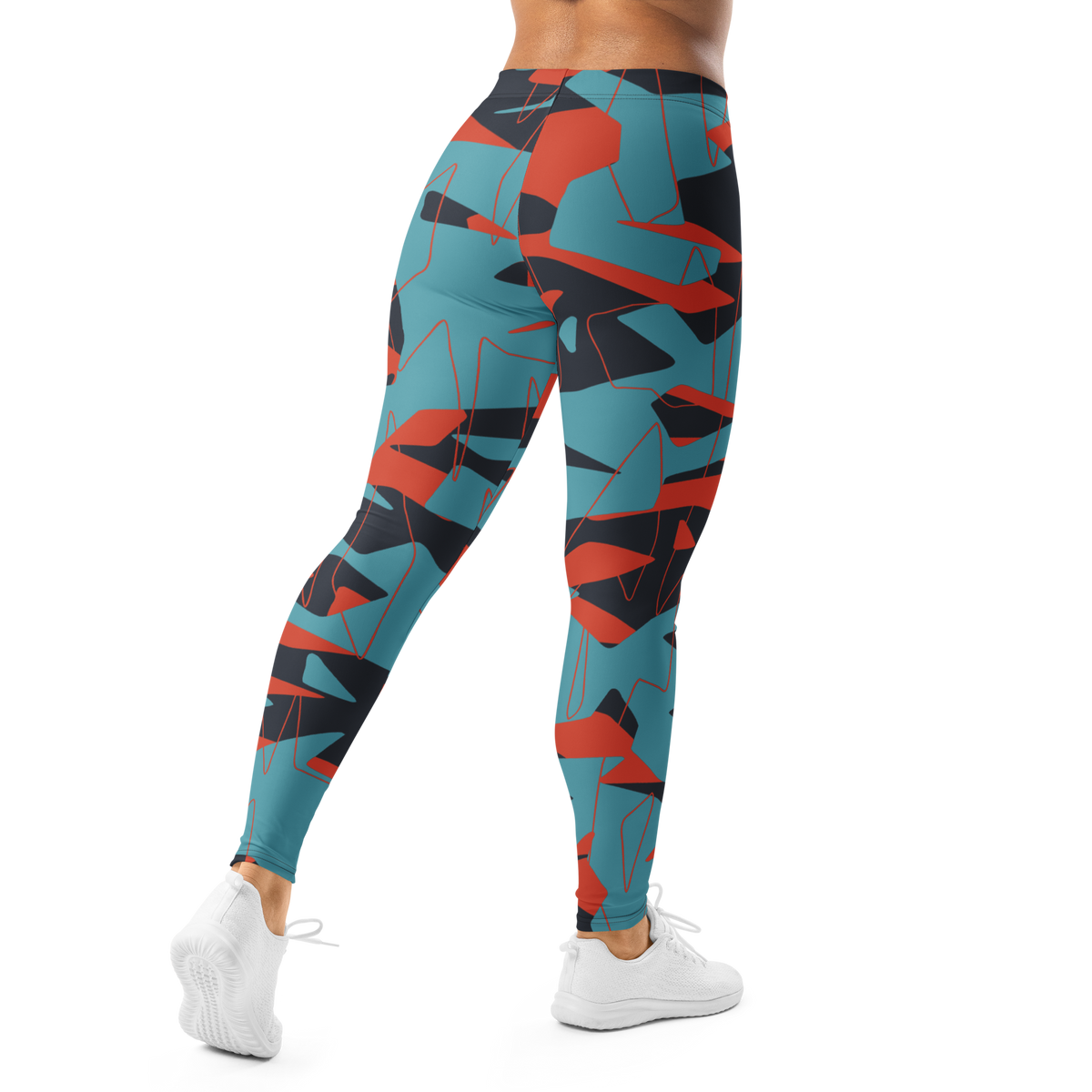 Timbre Classic Blue 14 camouflage mid-rise comfort leggings, back view.