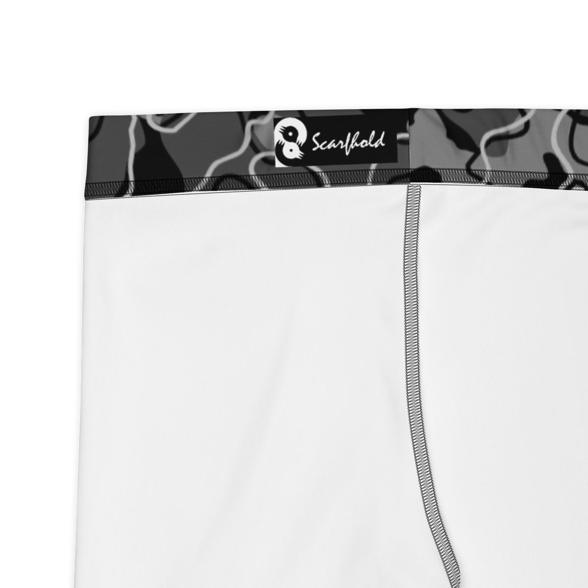 Tundra Greyscale camouflage mid-rise comfort leggings, fabric and construction details.