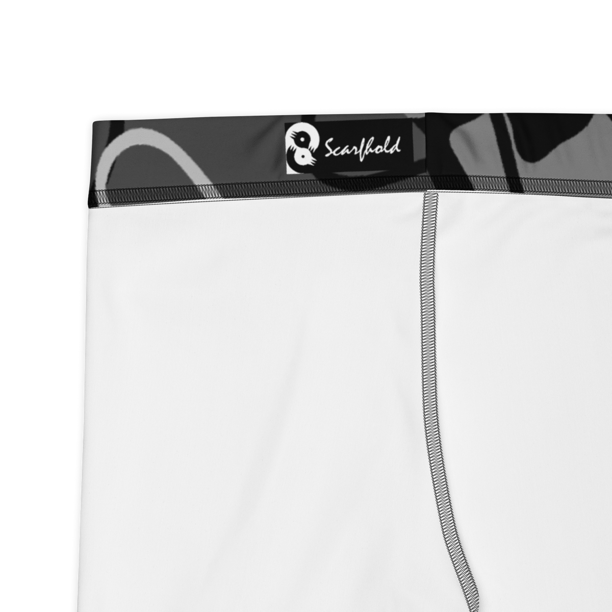 Tundra Greyscale Large-Scale camouflage mid-rise comfort leggings, fabric and construction details.