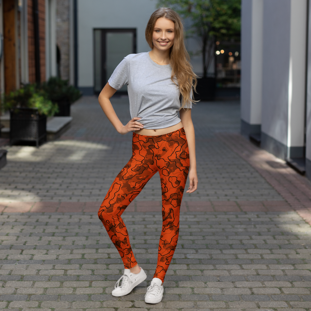 Tundra Dragonfire camouflage mid-rise comfort leggings, lifestyle front view.