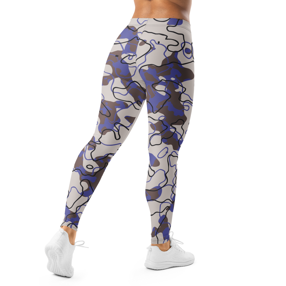 Tundra Very Peri camouflage mid-rise comfort leggings, back view.